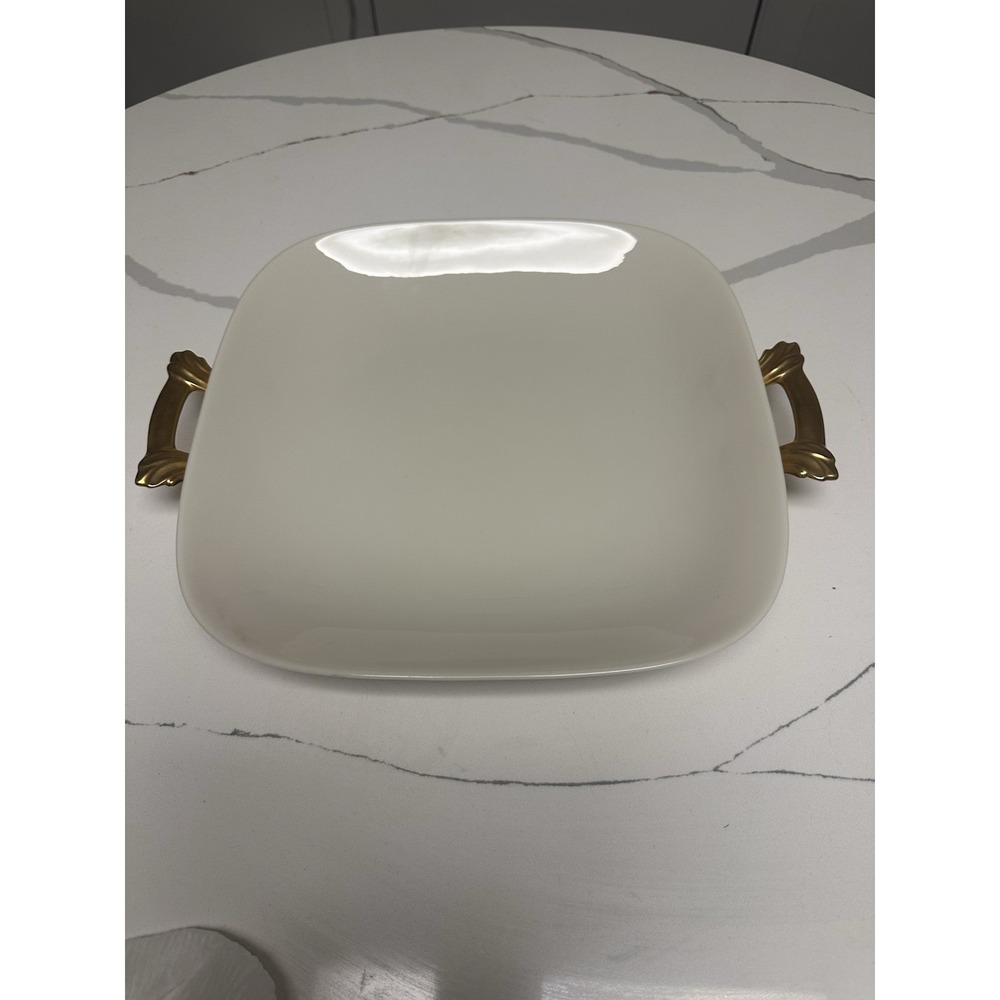 Lenox China Square Serving Platter w/ Gold Handles. MINT. Holidays, Formal